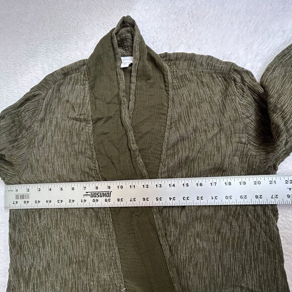 Pure Jill Womens Olive Green Open Front Striped Cardigan Jacket Medium Cotton - Picture 7 of 8